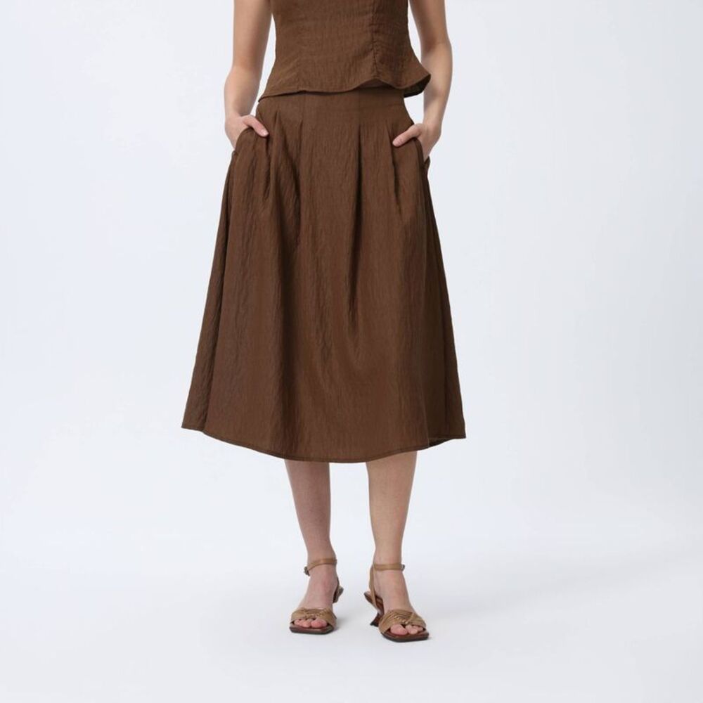 Women's Relaxed Midi A-Line Skirt - A New Day Brown S